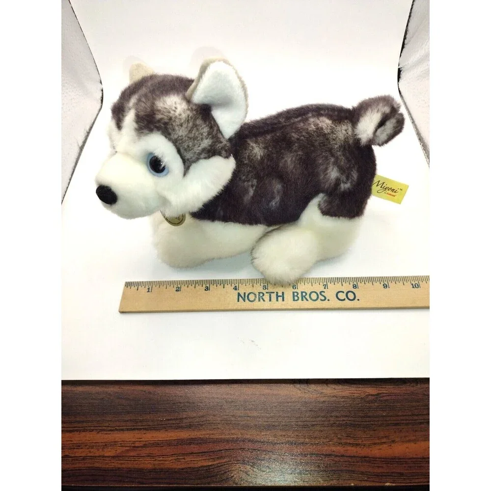 Miyoni Tots Baby Husky Puppy Dog Plush Stuffed Animal Blue Eyes Aurora Realistic
